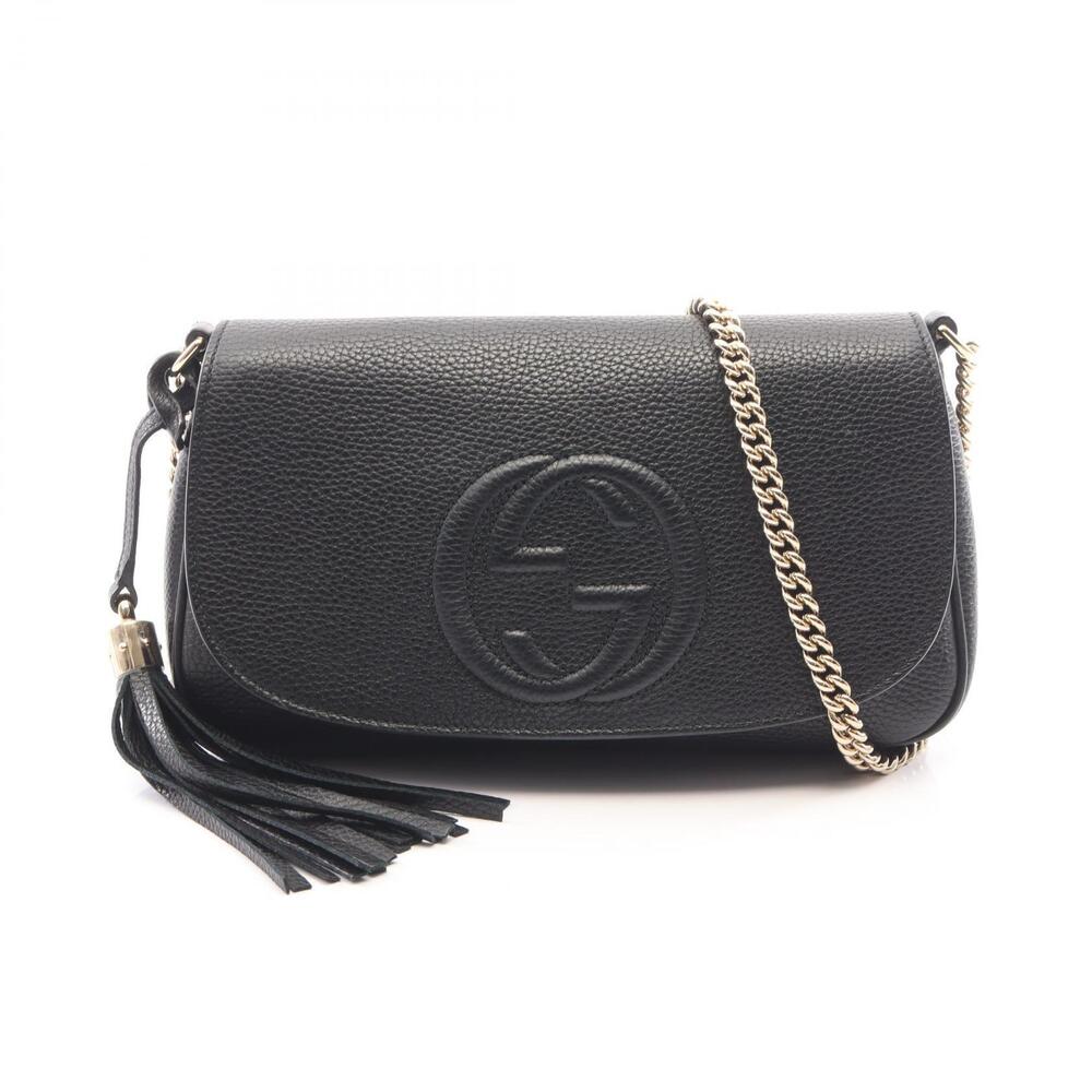 Gucci Soho Interlocking GG Shoulder Bag Leather Black
